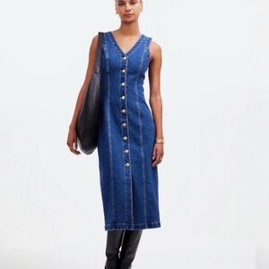 ISO-Madewell Denim V-Neck Midi Dress